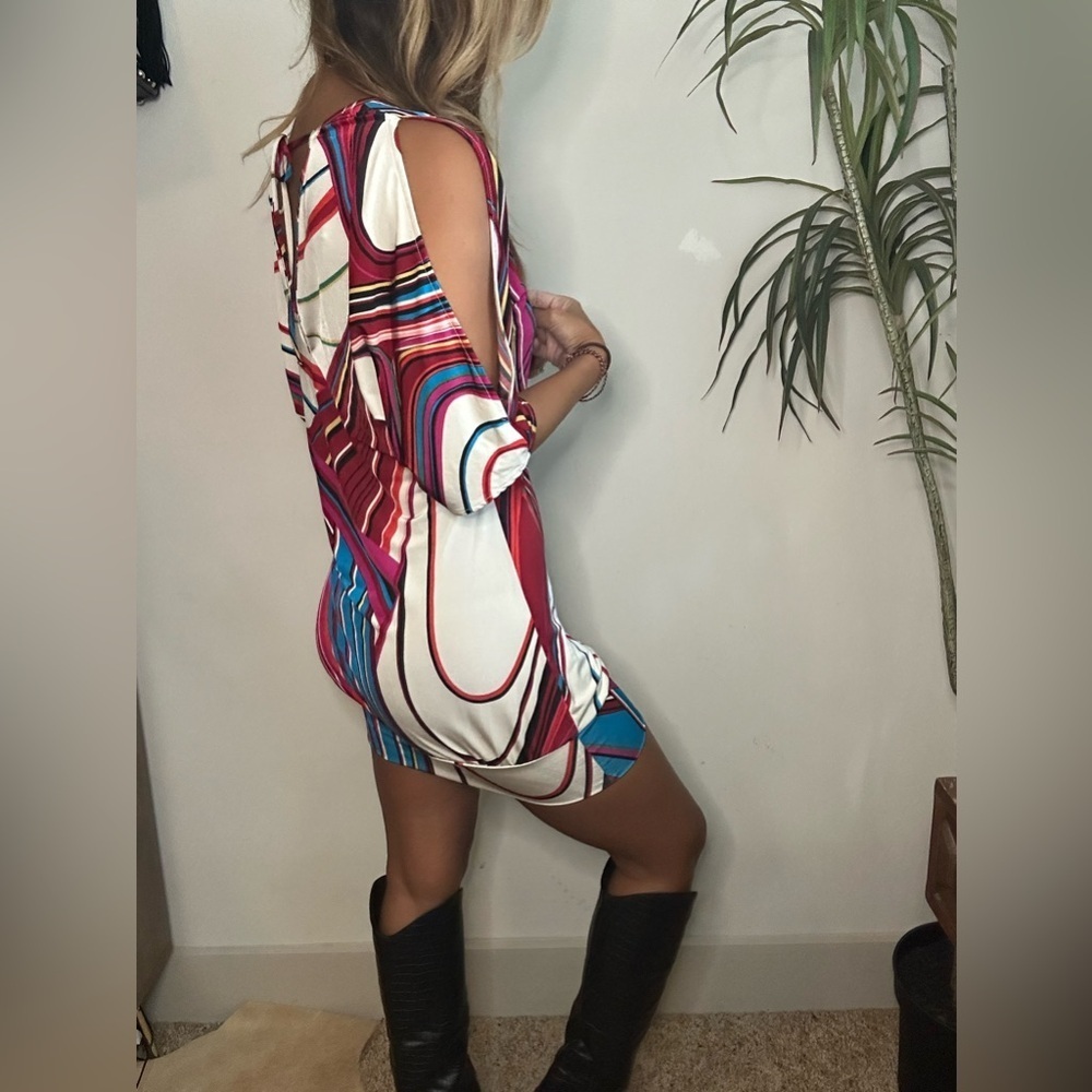 Vintage Y2K GUESS JEANS colorful geo print mini dress xs - Picture 8 of 9